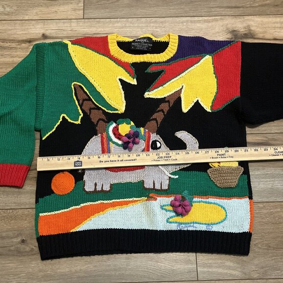 Raquel's Collection Sweater SZ Large Elephant Southwest Fiesta Funky Knit - Picture 4 of 10